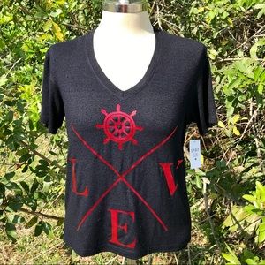 NWT Spirit Sun LOVE Anchor Black Red T-shirt